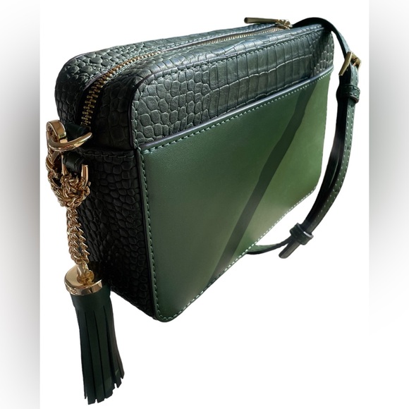 MICHAEL KORS Amazon Green Medium Crocodile Embossed Leather Crossbody Bag - Picture 2 of 5